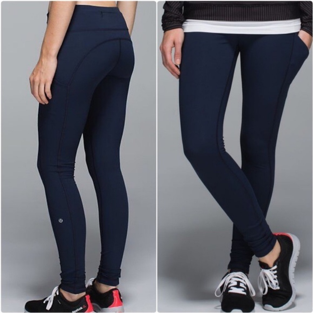 Lululemon leggings with side pockets navy blue